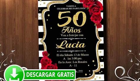 Tarjetas De Cumpleanos 50 Anos Mujer Para Imprimir Invitaciones Las es Invitacion La Etsy