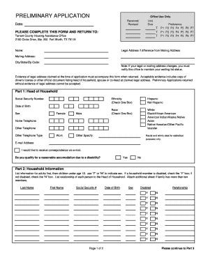 Tarrant County Housing Application