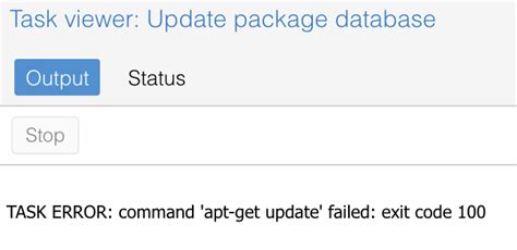 Task Error Command 'Apt-Get Update' Failed Exit Code 100