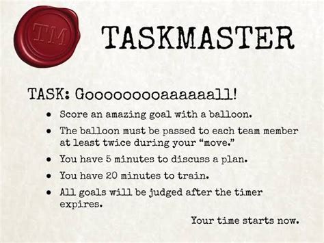 taskmaster activities for work