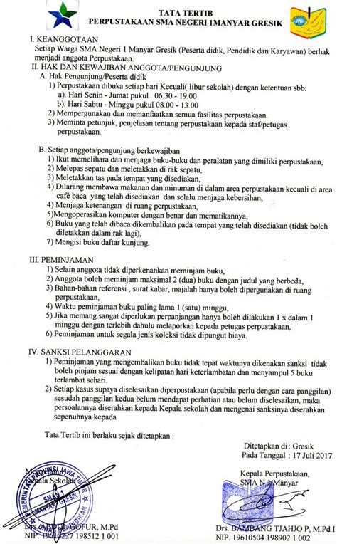 tata tertib bahasa inggrisnya