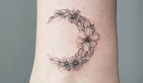 tatouage temporaire lune fleur dessiné à la main / tatouage | Etsy