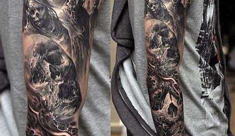 Black and grey sleeve by artist @lilbtattoo #inksav | Black and grey