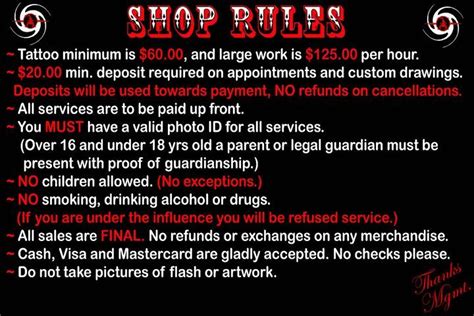 The Best Tattoo Shop Rules And Regulations References