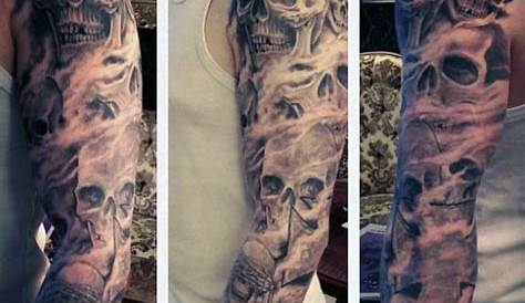 Skulls half sleeve by George (@george_chronicink) done at Chronic Ink