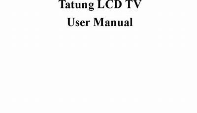 Tatung Lcd Tv User Manual