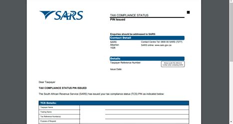 tax compliance certificate sars