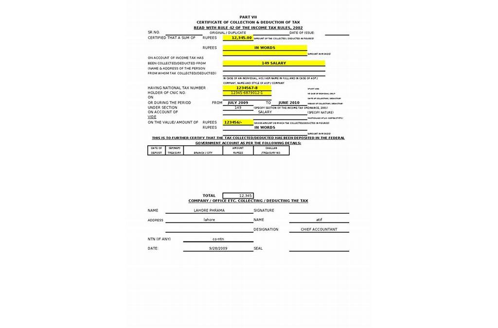 tax deduction certificate template
