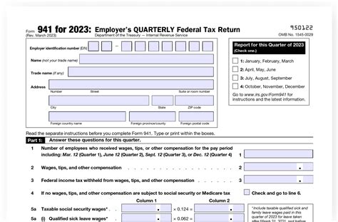 Tax Form 941 Printable