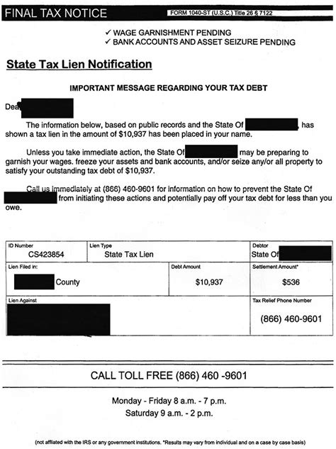 tax lien phone number