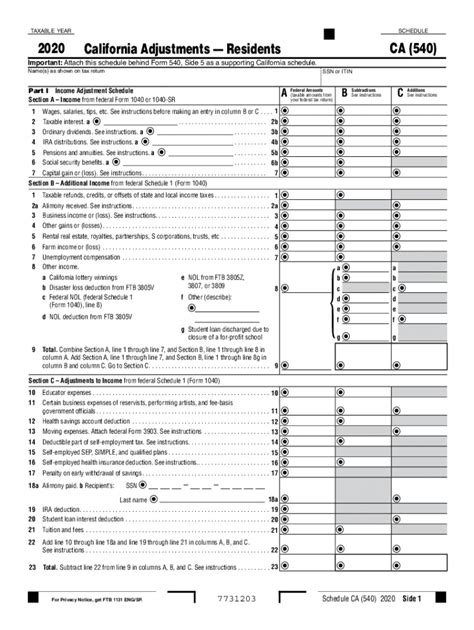 Tax Table For Ca 540