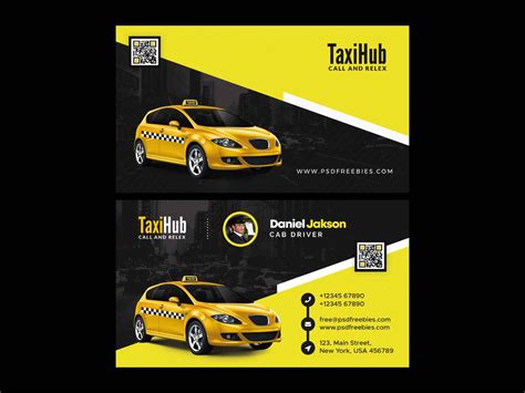 Free Taxi Service Business Card Template (PSD)