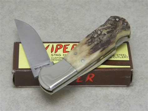 Taylor Cutlery Japan Elk Horn Surgical 1980 Stag Viper Lockback Knife