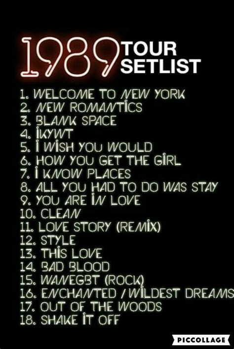 taylor swift 1989 tour setlist