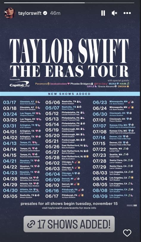 taylor swift concert dates 2023 tour