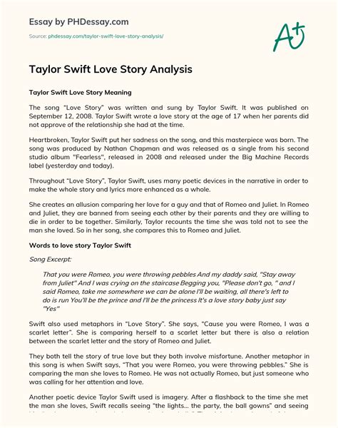 taylor swift love story analysis