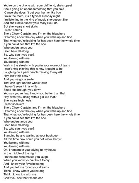 taylor swift lyrics pdf