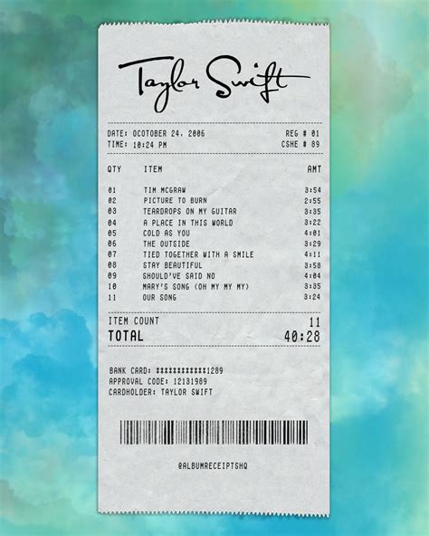 Taylor Swift Receipt Enchanted