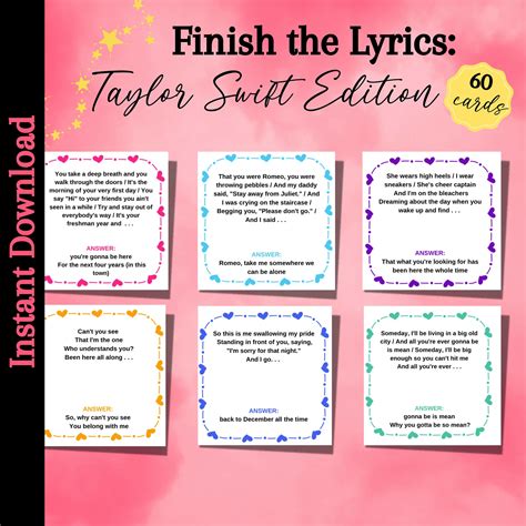 taylor swift song lyrics game