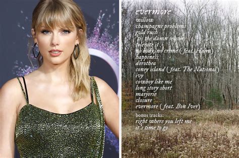 taylor swift songs list 2021 evermore