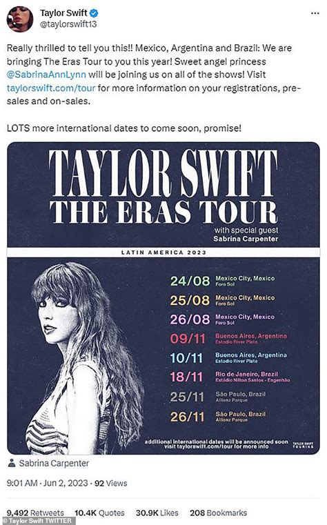 taylor swift south america tour schedule