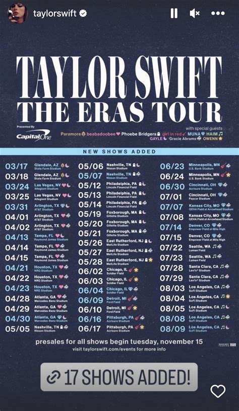 taylor swift world tour international dates