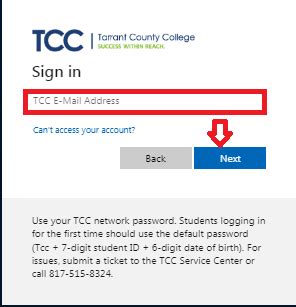 tcc canvas login password