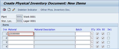 tcode to create physical inventory document in sap mm