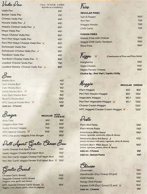 Tea Bar Udaipur Menu