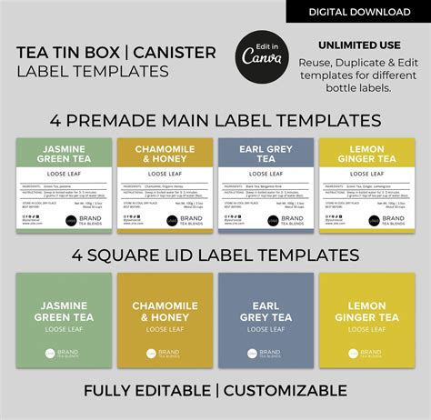 Tea Canister Labels