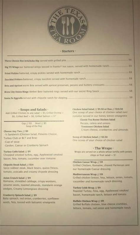 Tea Room Carthage Menu