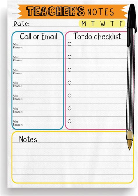Teacher Checklist Notepad