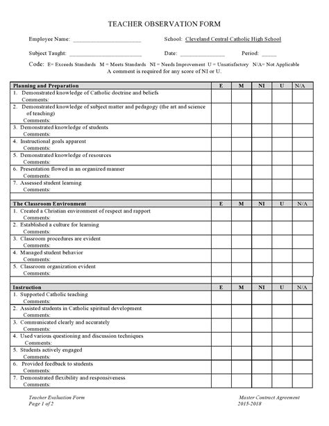 Teacher Evaluation Forms Harvard