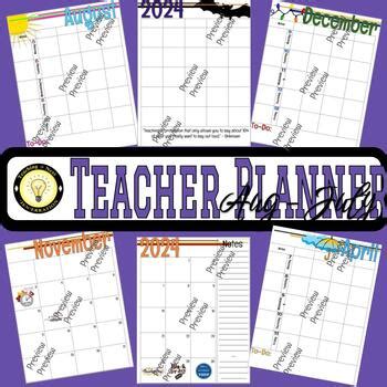 Teacher Planner Calendar Editable Printable