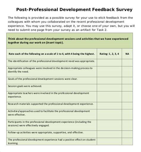 Teacher Professional Development Survey Template