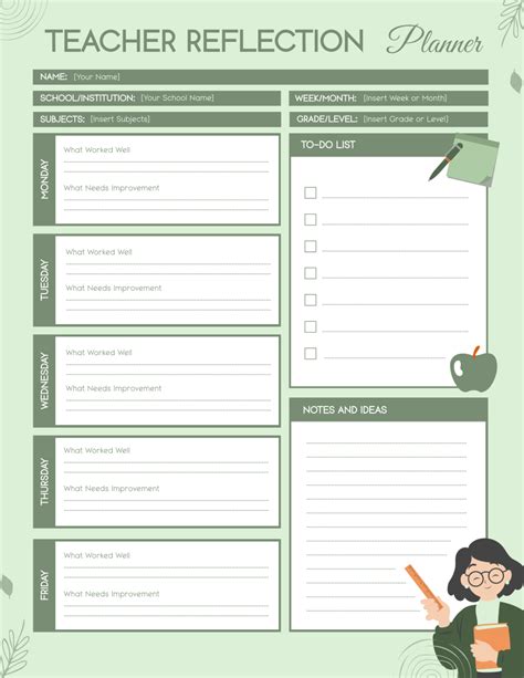 Teacher Reflection Journal Template