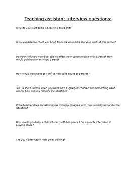 teaching assistant interview questions to ask