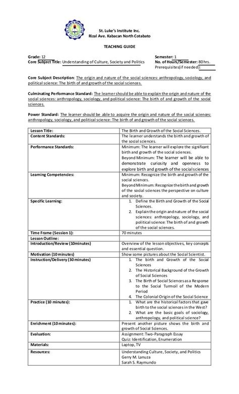 teaching guide examples
