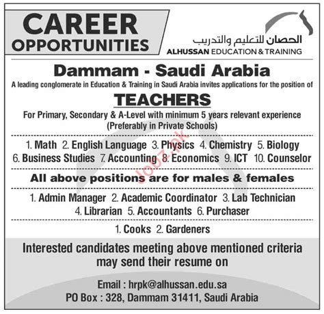 teaching jobs in saudi arabia for indian