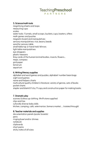 Teaching Materials List