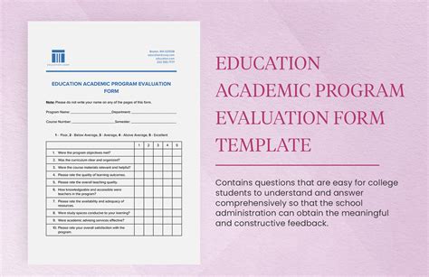 teaching program evaluation template