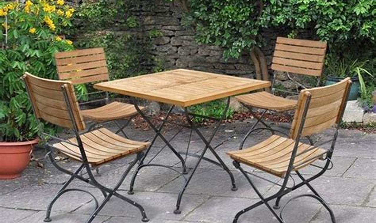teak cafe table and chairs