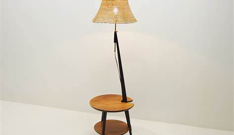 SELECT MODERN Danish Modern Teak Onion Floor Lamp with Integrated Table