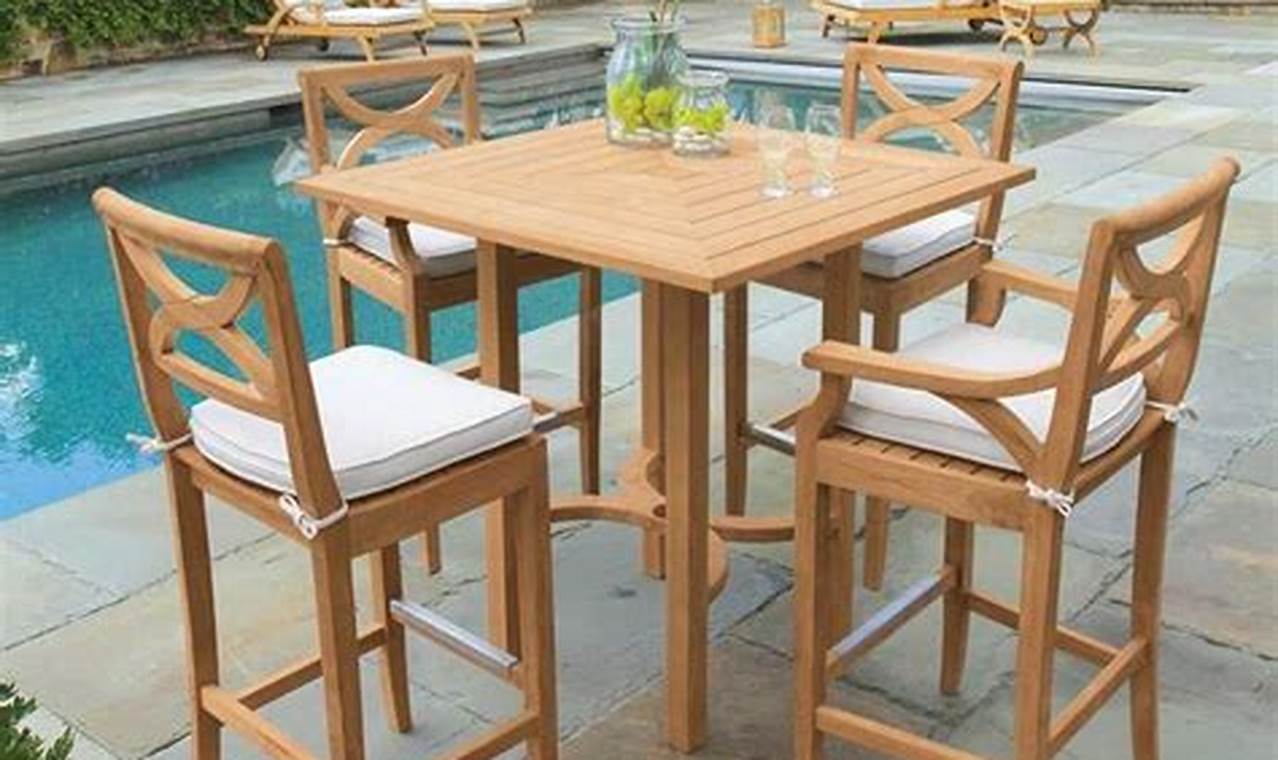 teak high top table and chairs