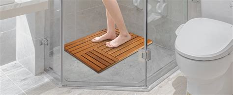 Teak Bath Mat Inside Shower