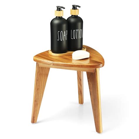 Teak Bathroom Corner Stool