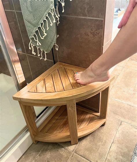 Teak Corner Shower Bench Uk