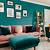 teal and pink living room