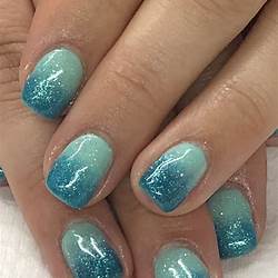 Teal Ombre Nail Art