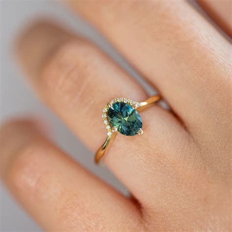 Teal Sapphire Engagement Ring Limited Edition ARTEMER